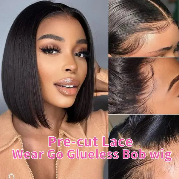 Wear Go Straight Glueless Bob Wig Pre Cut 4x6 HD Lace Wear Go Wig